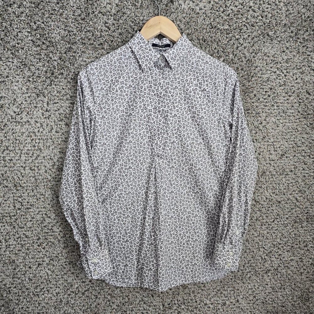 Lands End Top Womens 4 Gray Animal Print Popover No Iron Supima‎ Ladies
